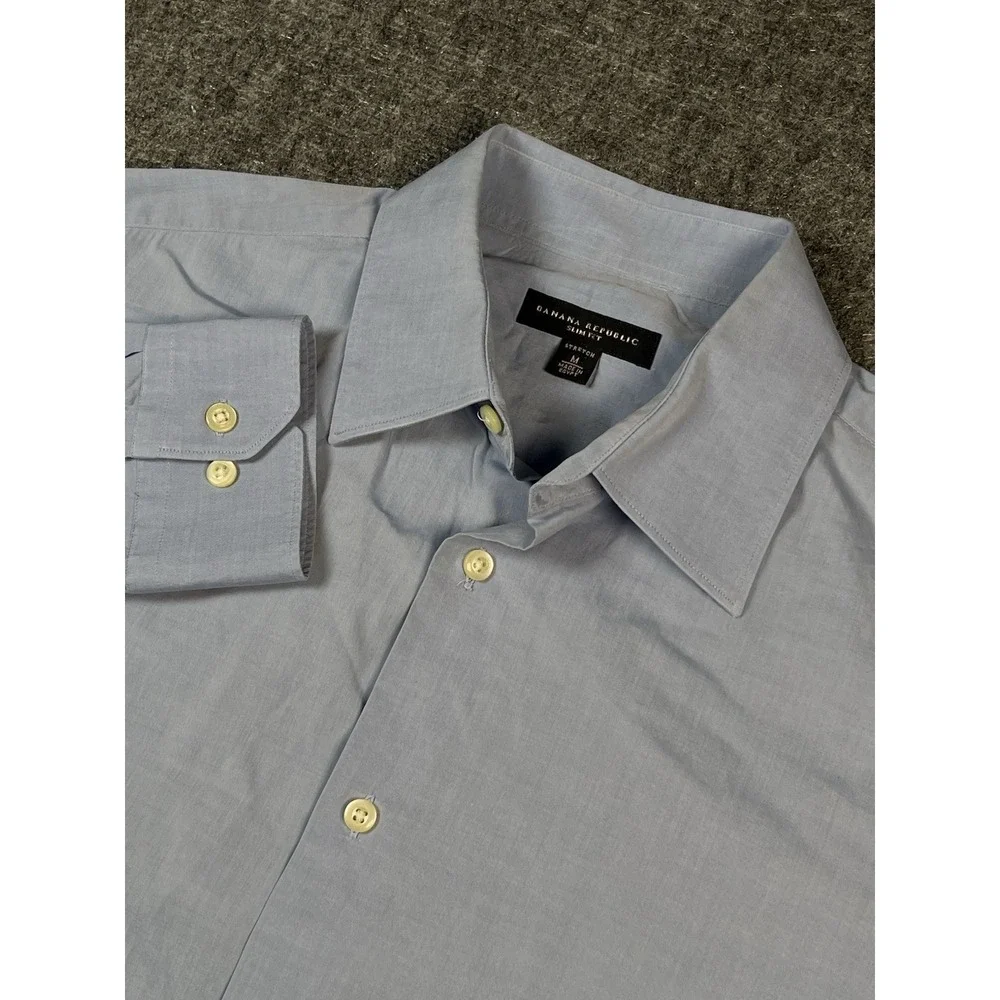 Banana Republic Men Medium Long Sleeve Button Casual‎ Stretch Blue Work School